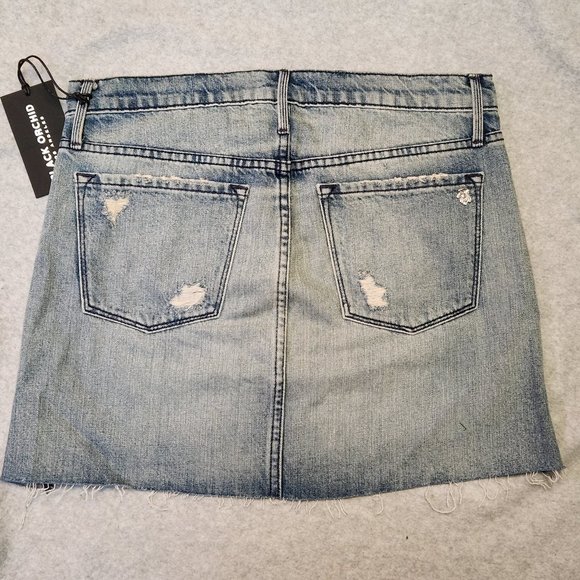 BLACK ORCHID Denim Destroyed Raw Hem Mini Skirt - Size 26 - NEW w/ TAGS - Picture 6 of 8